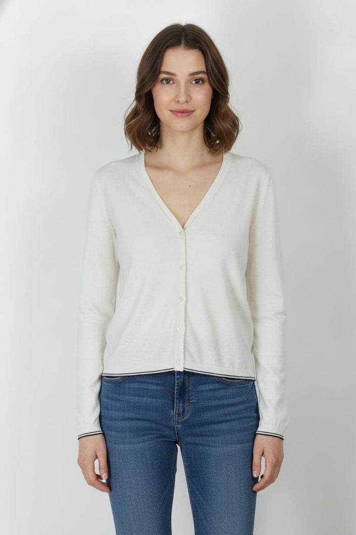 Cardigan Blanc et Noir - Taille XS/34 de la marque Ines de la Fressange Paris | PARAD76267 - Vendu par Paradigme - Image 1