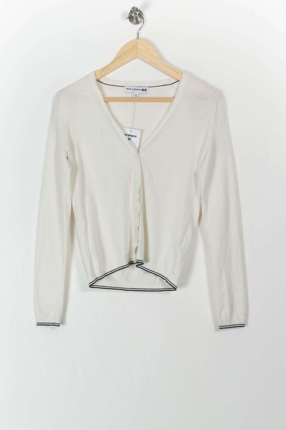 Cardigan Blanc et Noir - Taille XS/34 de la marque Ines de la Fressange Paris | PARAD76267 - Vendu par Paradigme - Image 2