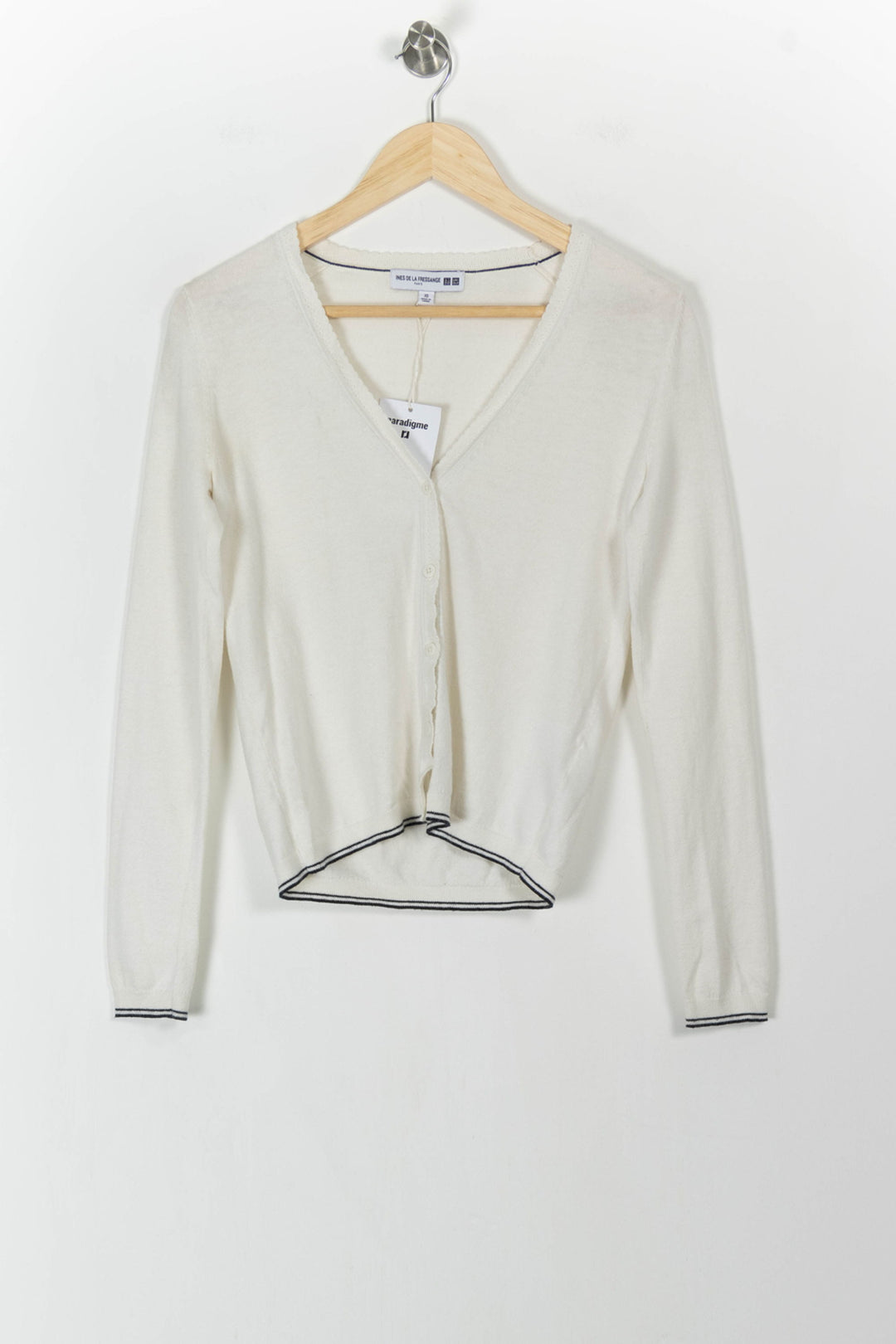 Cardigan Blanc et Noir - Taille XS/34 de la marque Ines de la Fressange Paris | PARAD76267 - Vendu par Paradigme - Image 2