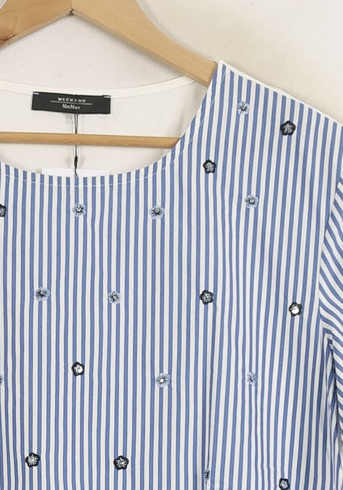 Tee-shirt Bleu et Blanc - Taille S/36 de la marque Max Mara | PARAD76302 - Vendu par Paradigme - Image 3