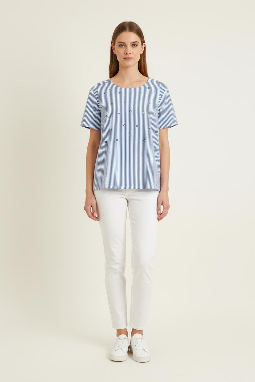 Tee-shirt Bleu et Blanc - Taille S/36 de la marque Max Mara | PARAD76302 - Vendu par Paradigme - Image 1