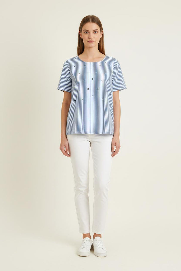Tee-shirt Bleu et Blanc - Taille S/36 de la marque Max Mara | PARAD76302 - Vendu par Paradigme - Image 1