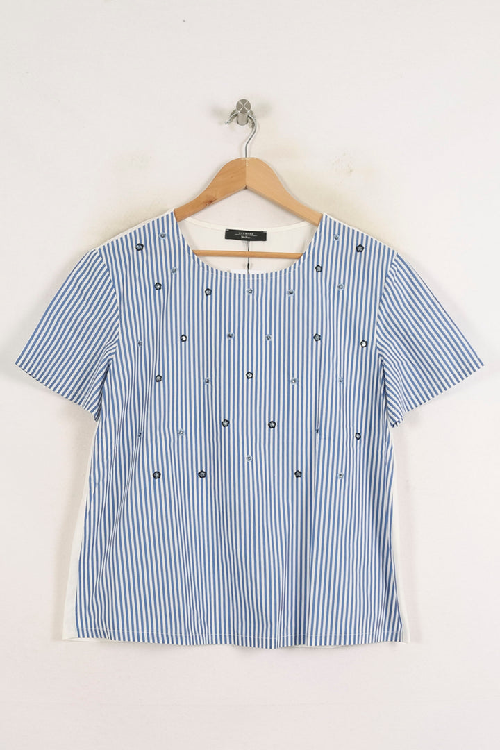 Tee-shirt Bleu et Blanc - Taille S/36 de la marque Max Mara | PARAD76302 - Vendu par Paradigme - Image 2