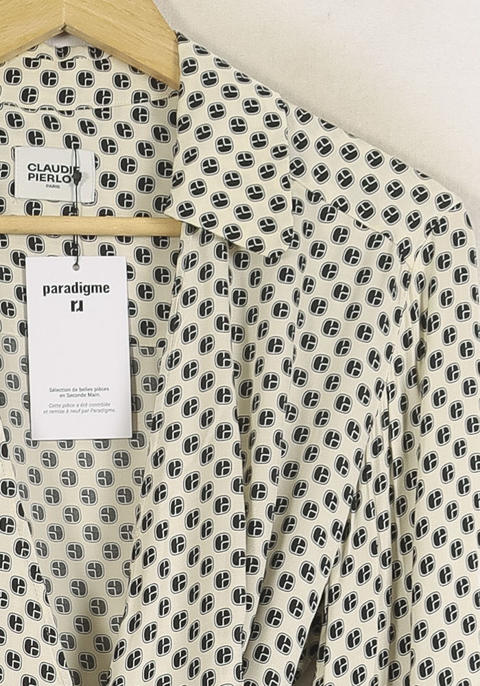 Robe Portefeuille Blanche et Noire - Taille S/36 de la marque Claudie Pierlot | PARAD76305 - Vendu par Paradigme - Image 3