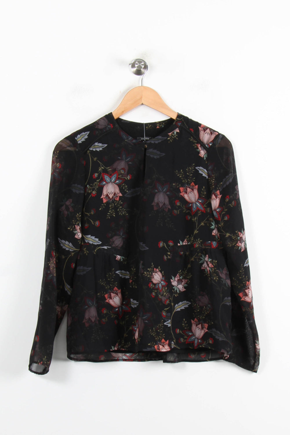 Blouse Fleurie Noire et Rose - Taille S/36 de la marque One Step | PARAD76345 - Vendu par Paradigme - Image 2