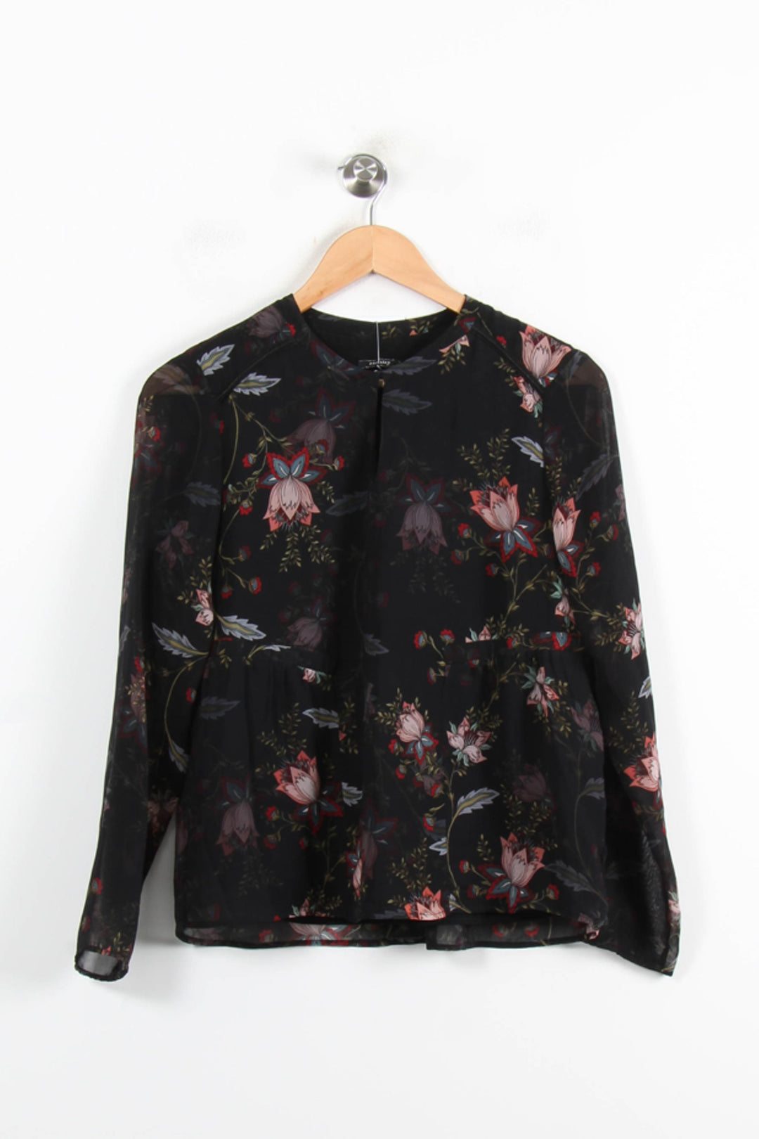 Blouse Fleurie Noire et Rose - Taille S/36 de la marque One Step | PARAD76345 - Vendu par Paradigme - Image 2