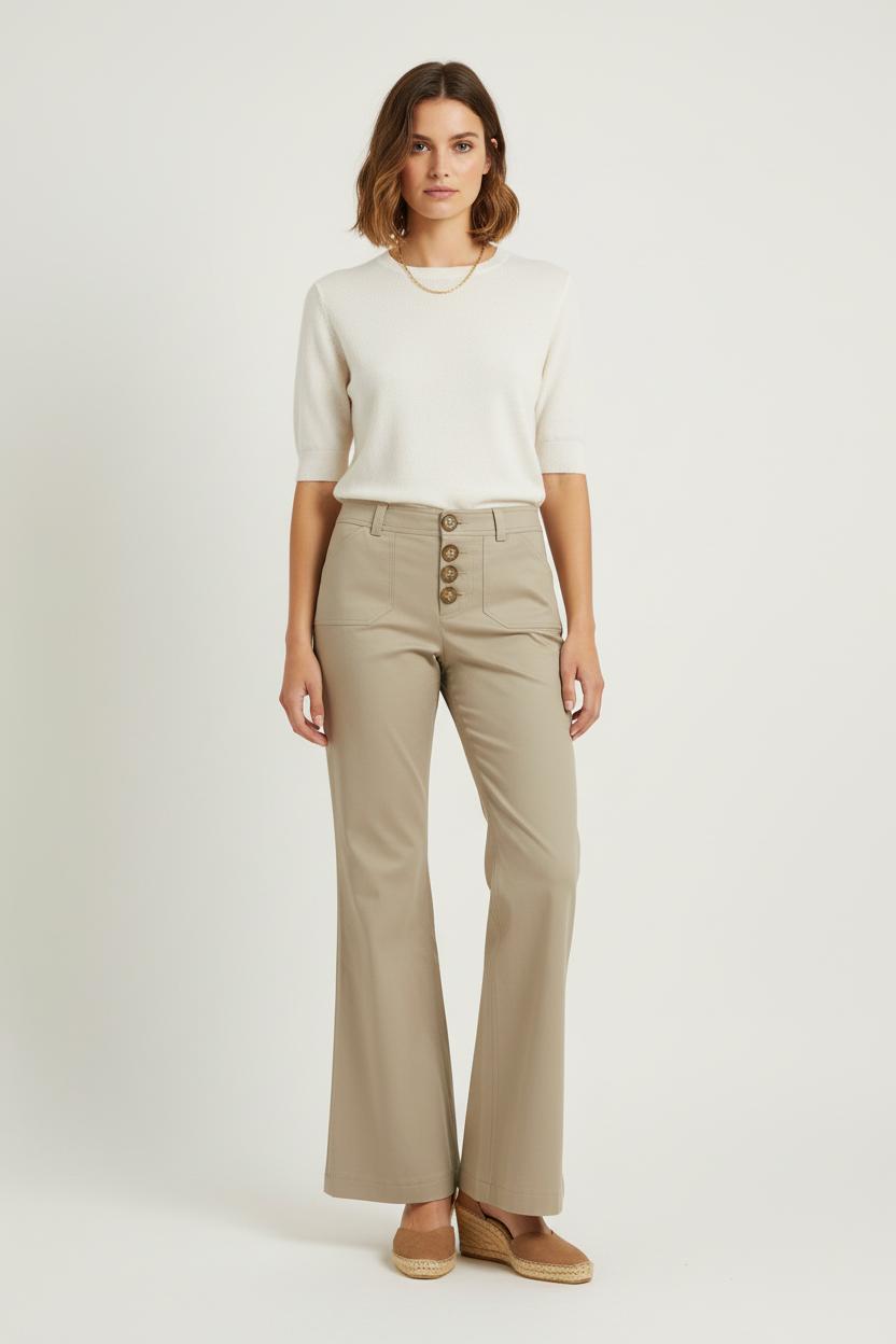 Pantalon Évasé Beige - Taille S/36 de la marque Ines de la Fressange Paris | PARAD76405 - Vendu par Paradigme - Image 1