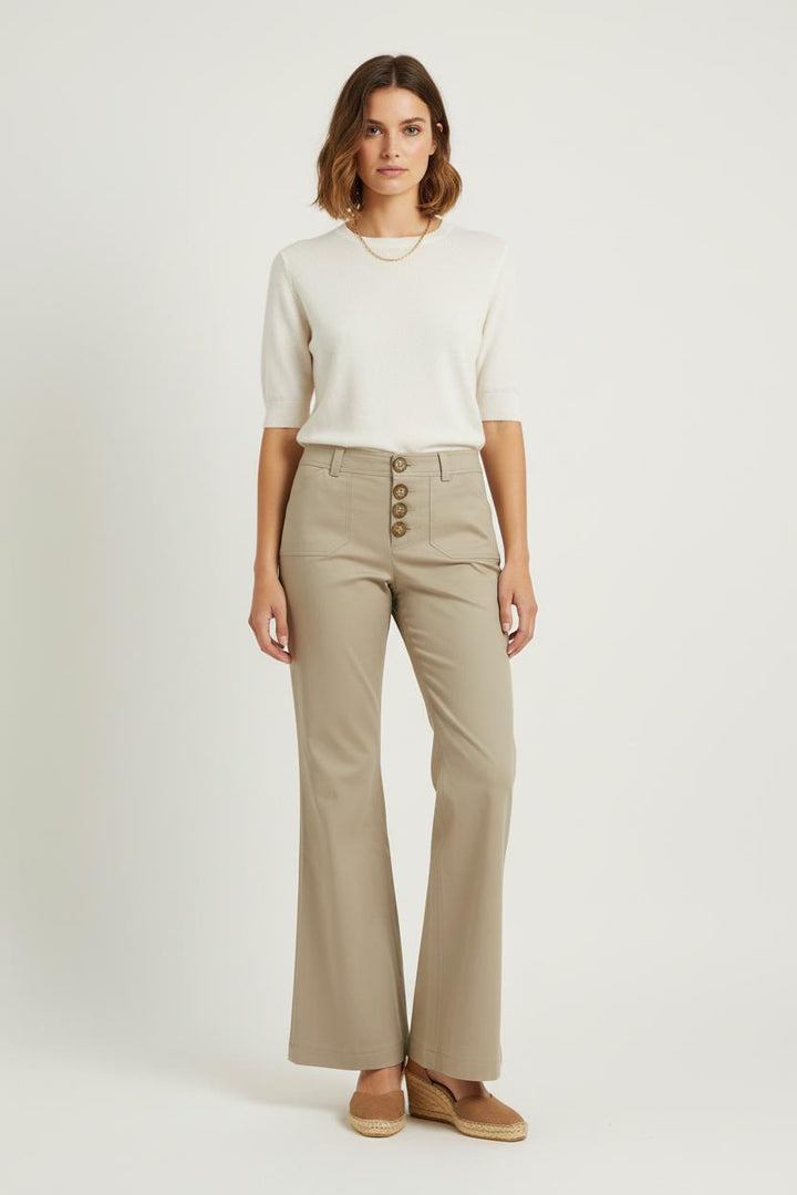 Pantalon Évasé Beige - Taille S/36 de la marque Ines de la Fressange Paris | PARAD76405 - Vendu par Paradigme - Image 1