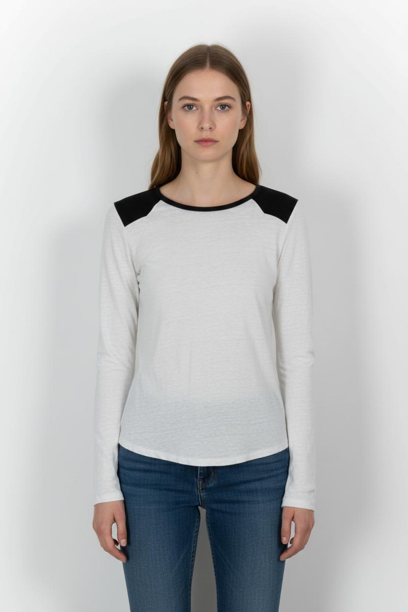 Tee-shirt manches longues Blanc et Noir - Taille S/36 de la marque Claudie Pierlot | PARAD76439 - Vendu par Paradigme - Image 1