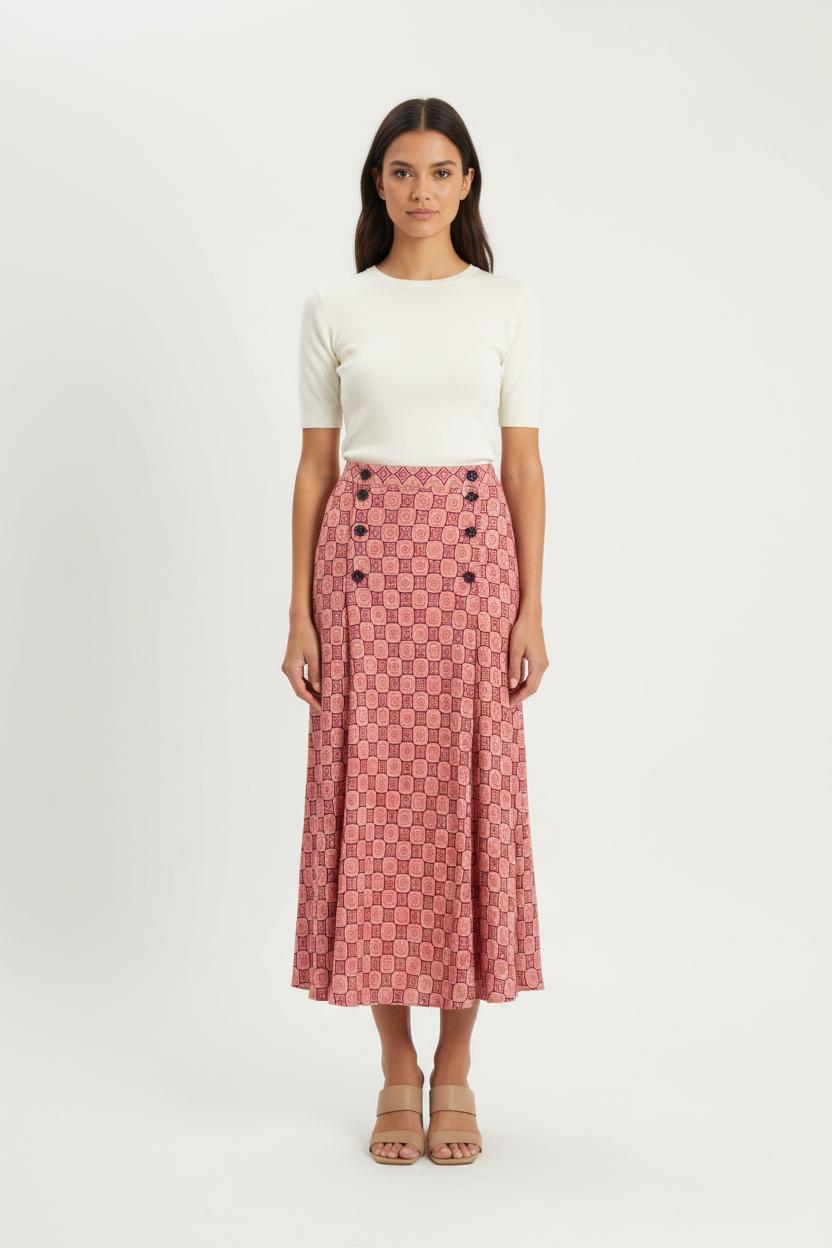 Jupe Longue Rose et Orange - Taille L/40 de la marque Ines de la Fressange Paris | PARAD76482 - Vendu par Paradigme - Image 1