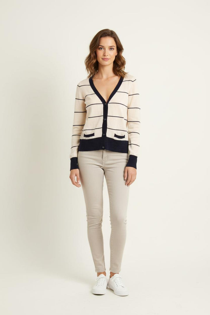 Cardigan Blanc et Bleu Marine - Taille XS/34 de la marque Sessùn | PARAD76492 - Vendu par Paradigme - Image 1