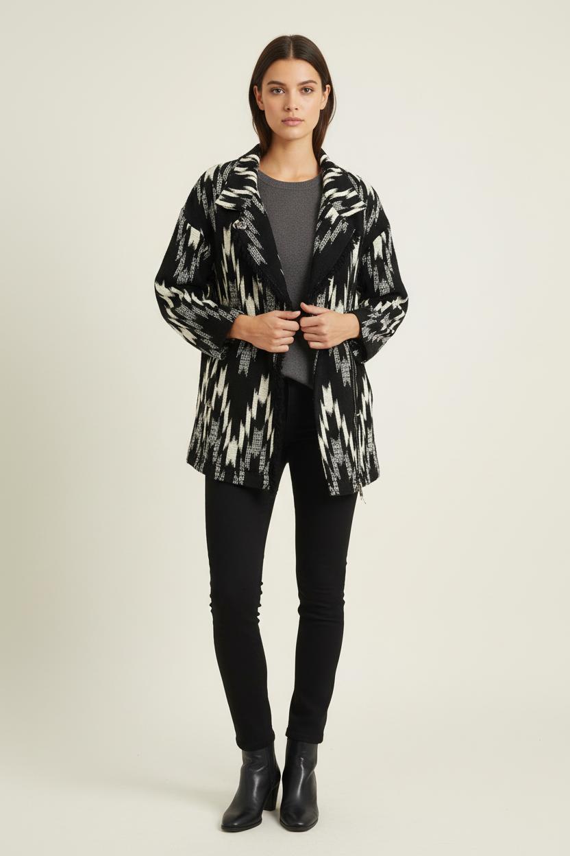 Manteau Noir et Blanc - Taille S/36 de la marque IKKS | PARAD76513 - Vendu par Paradigme - Image 1