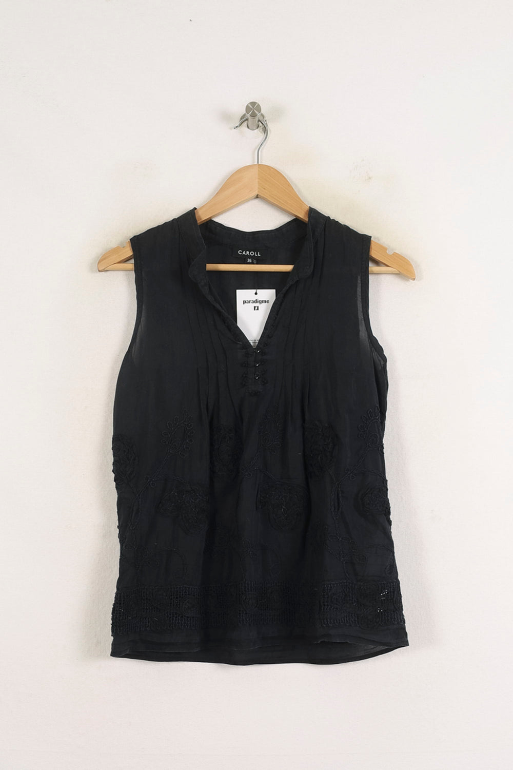 Blouse Sans Manches Noire - Taille S/36 de la marque Caroll | PARAD76514 - Vendu par Paradigme - Image 2