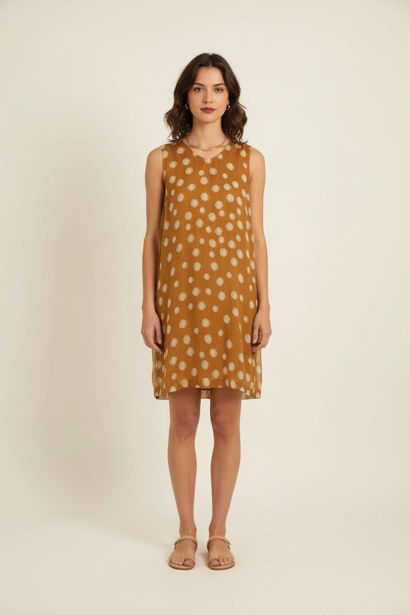 Robe Sans Manches Jaune et Blanche - Taille XL/42 de la marque La Fée Maraboutée | PARAD76526 - Vendu par Paradigme - Image 1
