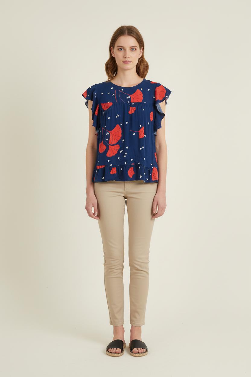 Blouse Bleu et Rouge - Taille M/38 de la marque La Fée Maraboutée | PARAD76543 - Vendu par Paradigme - Image 1
