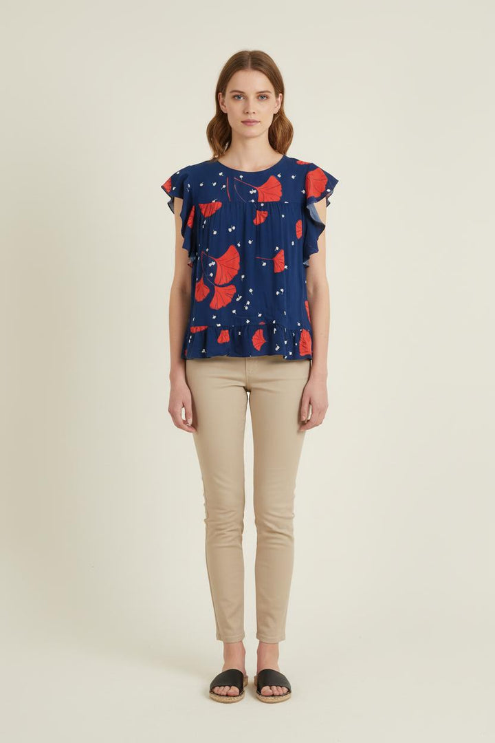 Blouse Bleu et Rouge - Taille M/38 de la marque La Fée Maraboutée | PARAD76543 - Vendu par Paradigme - Image 1