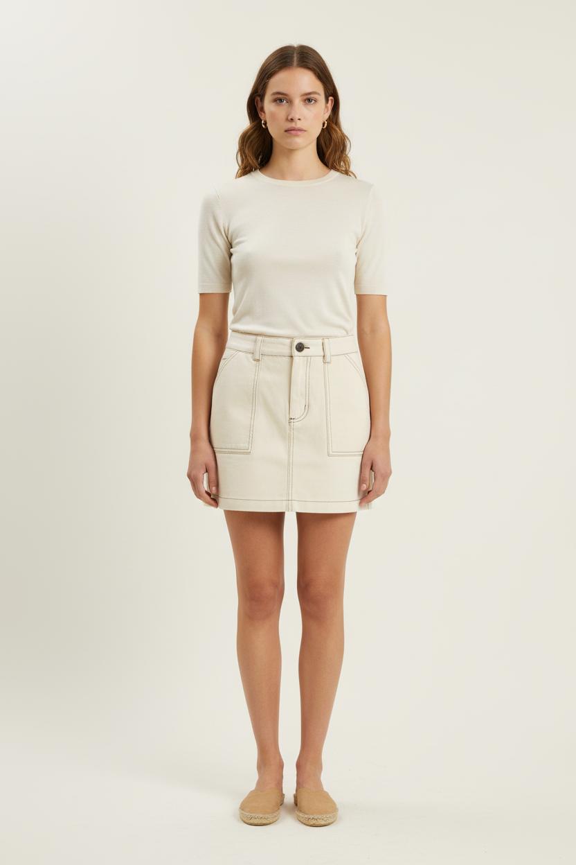 Jupe Courte Blanche - Taille S/36 de la marque Ines de la Fressange Paris | PARAD76579 - Vendu par Paradigme - Image 1