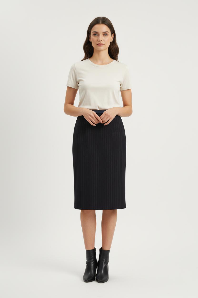 Jupe Droite Bleue - Taille S/36 de la marque Ines de la Fressange Paris | PARAD76581 - Vendu par Paradigme - Image 1