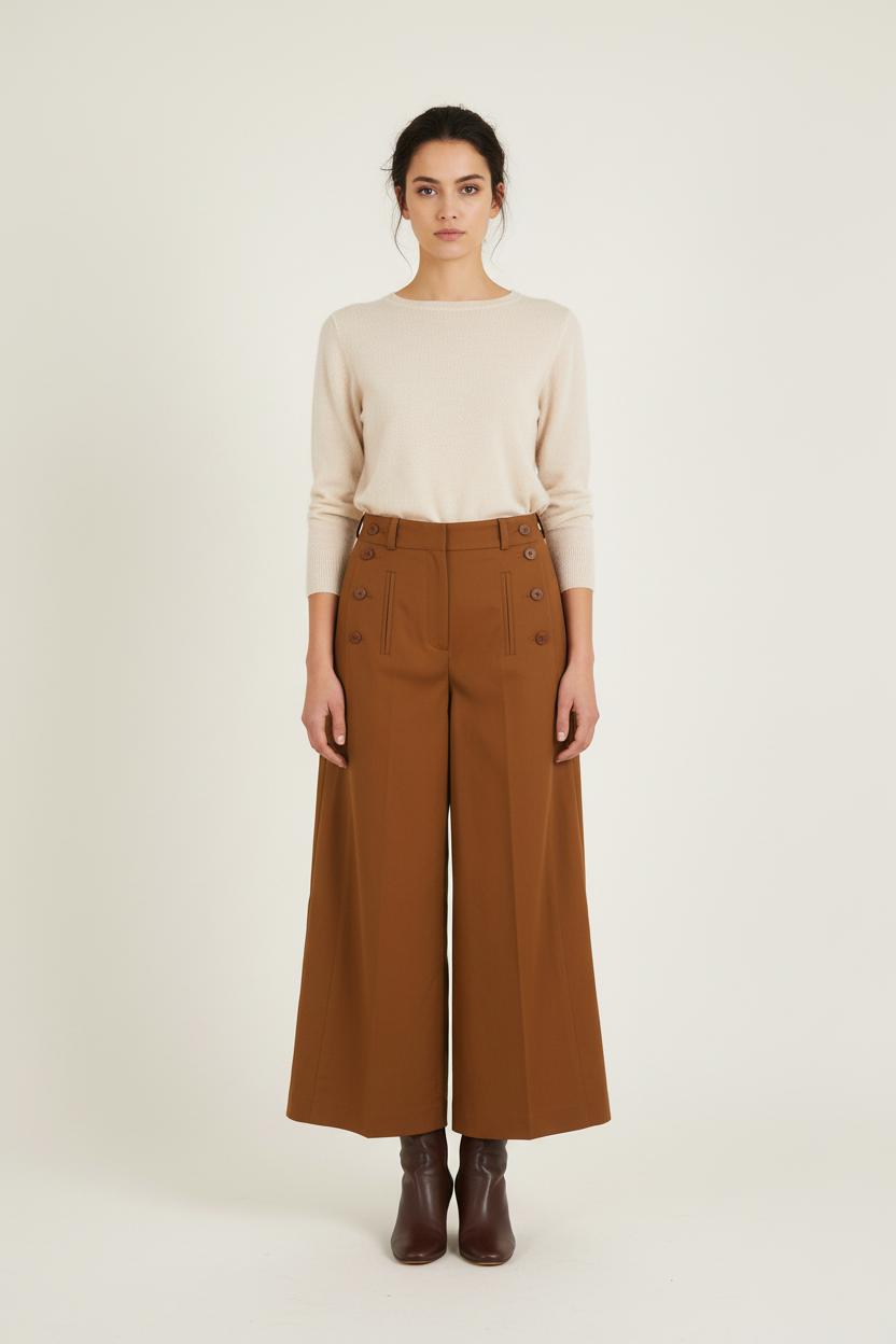 Pantalon Large Marron - Taille S/36 de la marque Ines de la Fressange Paris | PARAD76589 - Vendu par Paradigme - Image 1