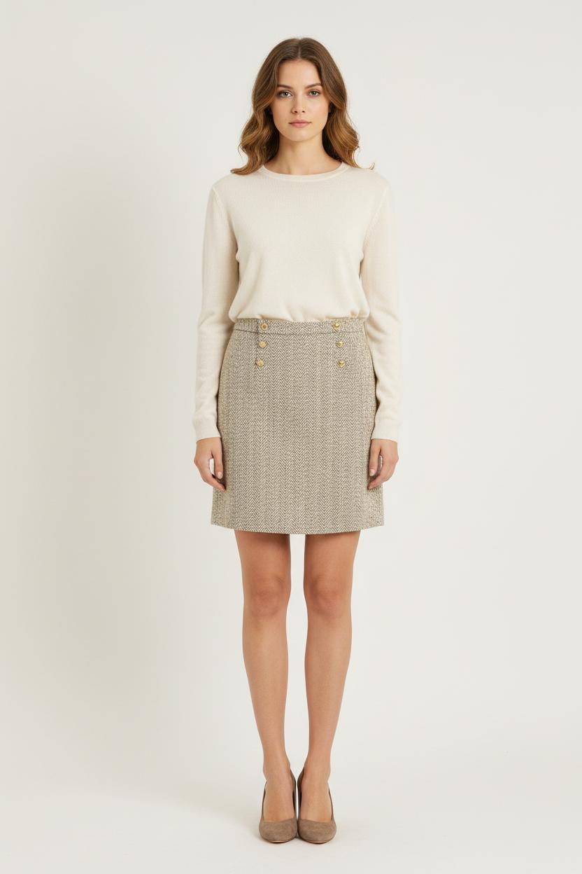 Jupe Droite Beige - Taille S/36 de la marque Ines de la Fressange Paris | PARAD76599 - Vendu par Paradigme - Image 1