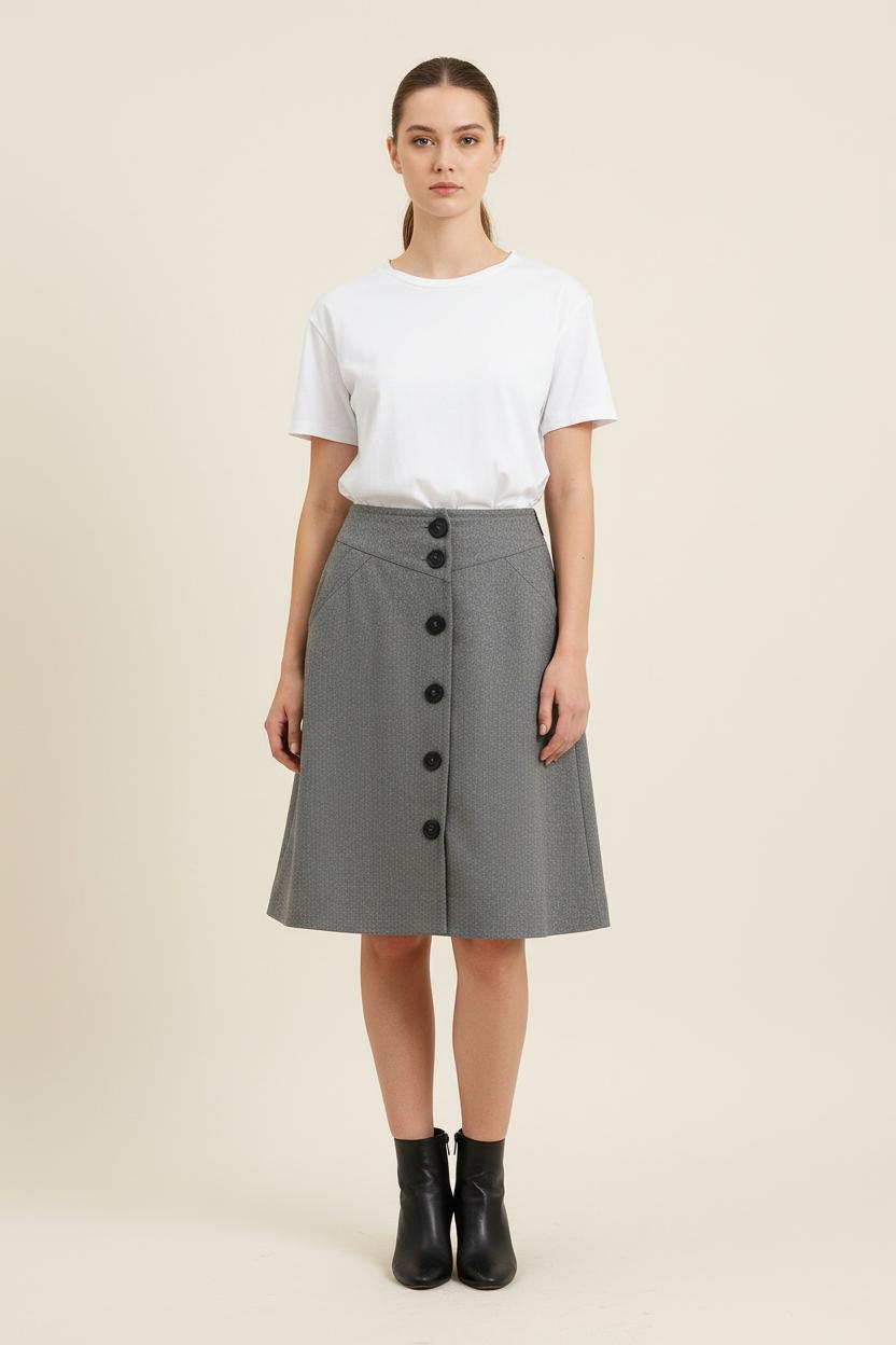 Jupe Trapèze Grise - Taille S/36 de la marque Ines de la Fressange Paris | PARAD76602 - Vendu par Paradigme - Image 1