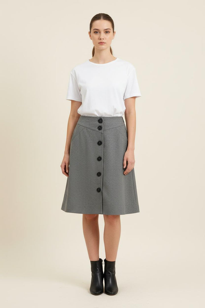 Jupe Trapèze Grise - Taille S/36 de la marque Ines de la Fressange Paris | PARAD76602 - Vendu par Paradigme - Image 1