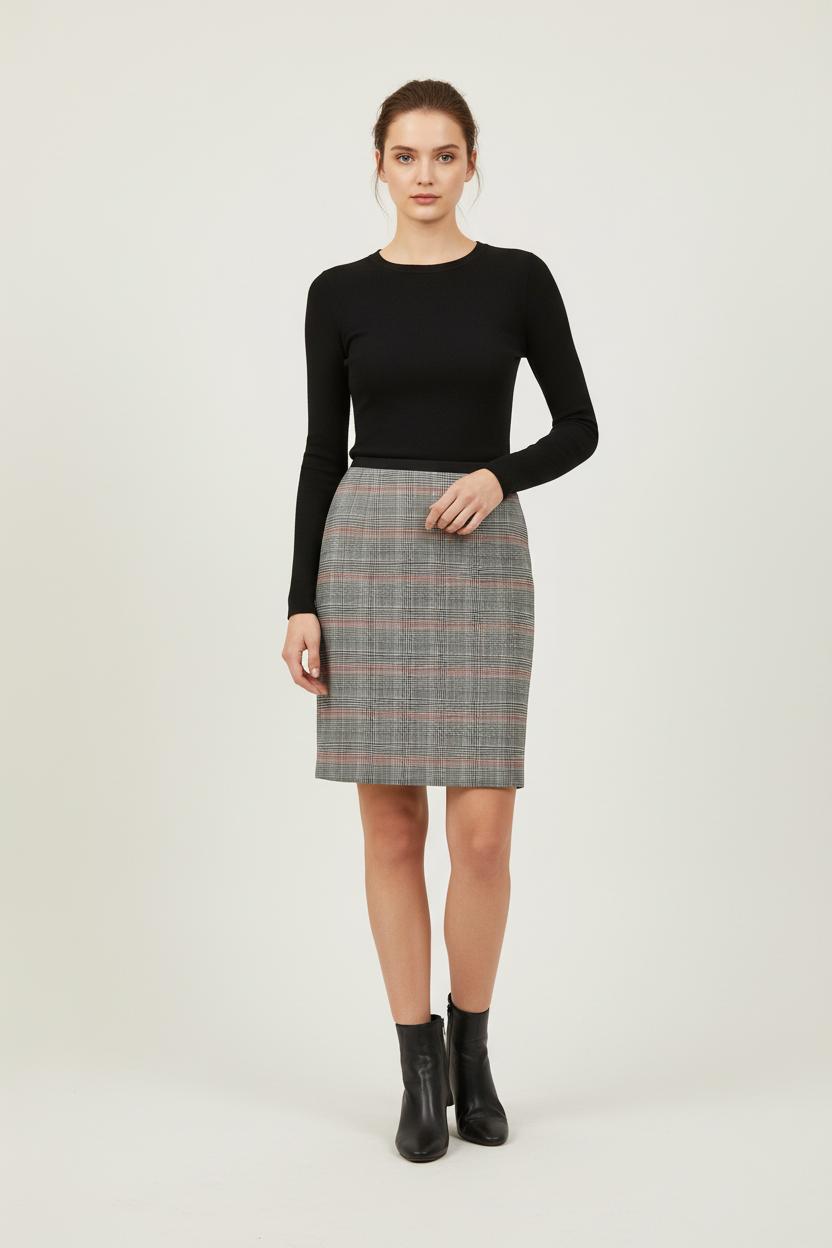 Jupe Droite Gris et Rouge - Taille S/36 de la marque Ines de la Fressange Paris | PARAD76604 - Vendu par Paradigme - Image 1