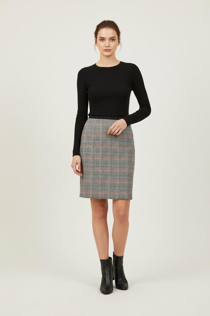Jupe Droite Gris et Rouge - Taille S/36 de la marque Ines de la Fressange Paris | PARAD76604 - Vendu par Paradigme - Image 1