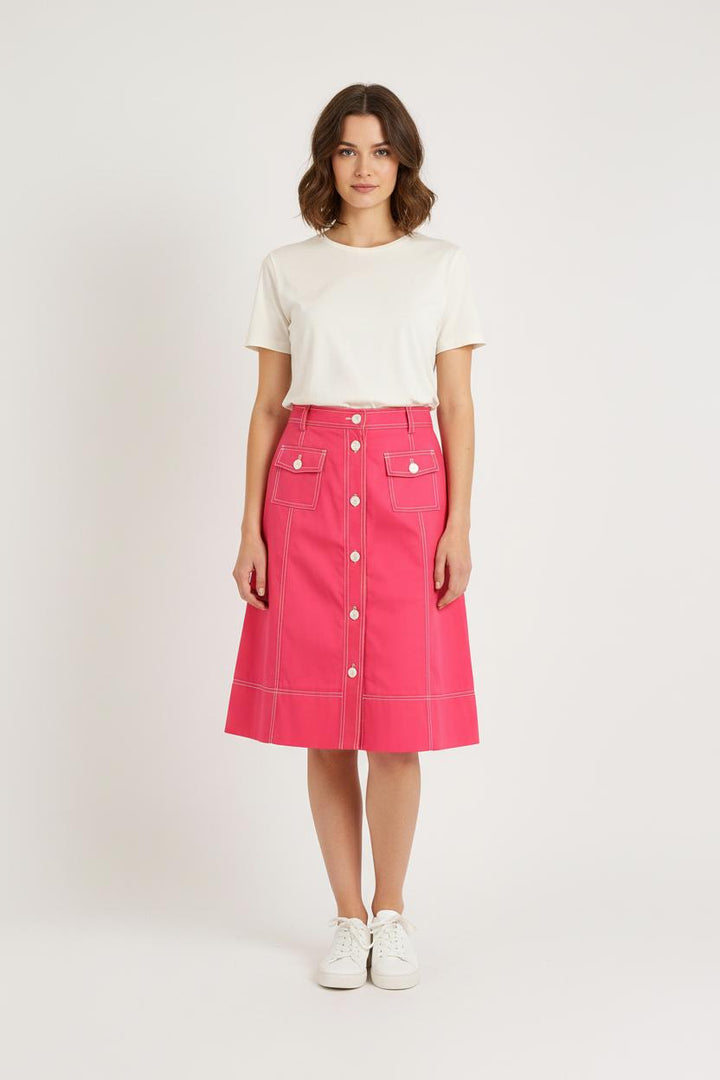 Jupe Boutonnée Rose - Taille S/36 de la marque Ines de la Fressange Paris | PARAD76608 - Vendu par Paradigme - Image 1