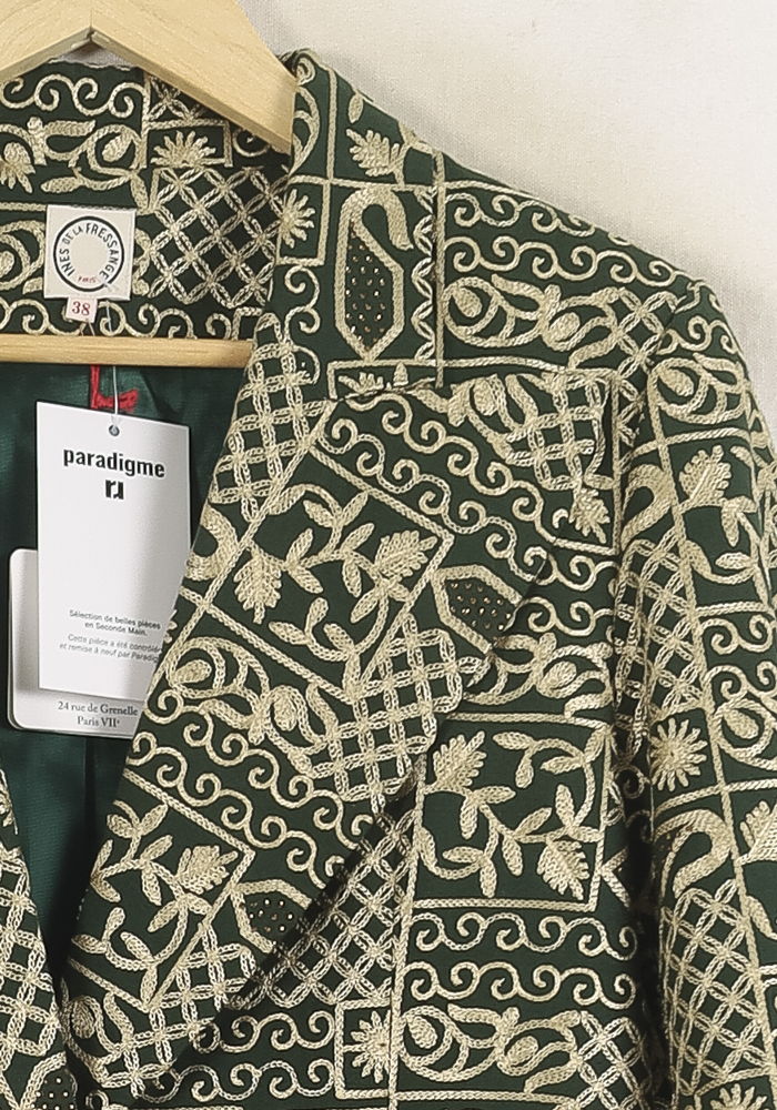 Blazer Vert et Beige - Taille M/38 de la marque Ines de la Fressange Paris | PARAD76617 - Vendu par Paradigme - Image 3