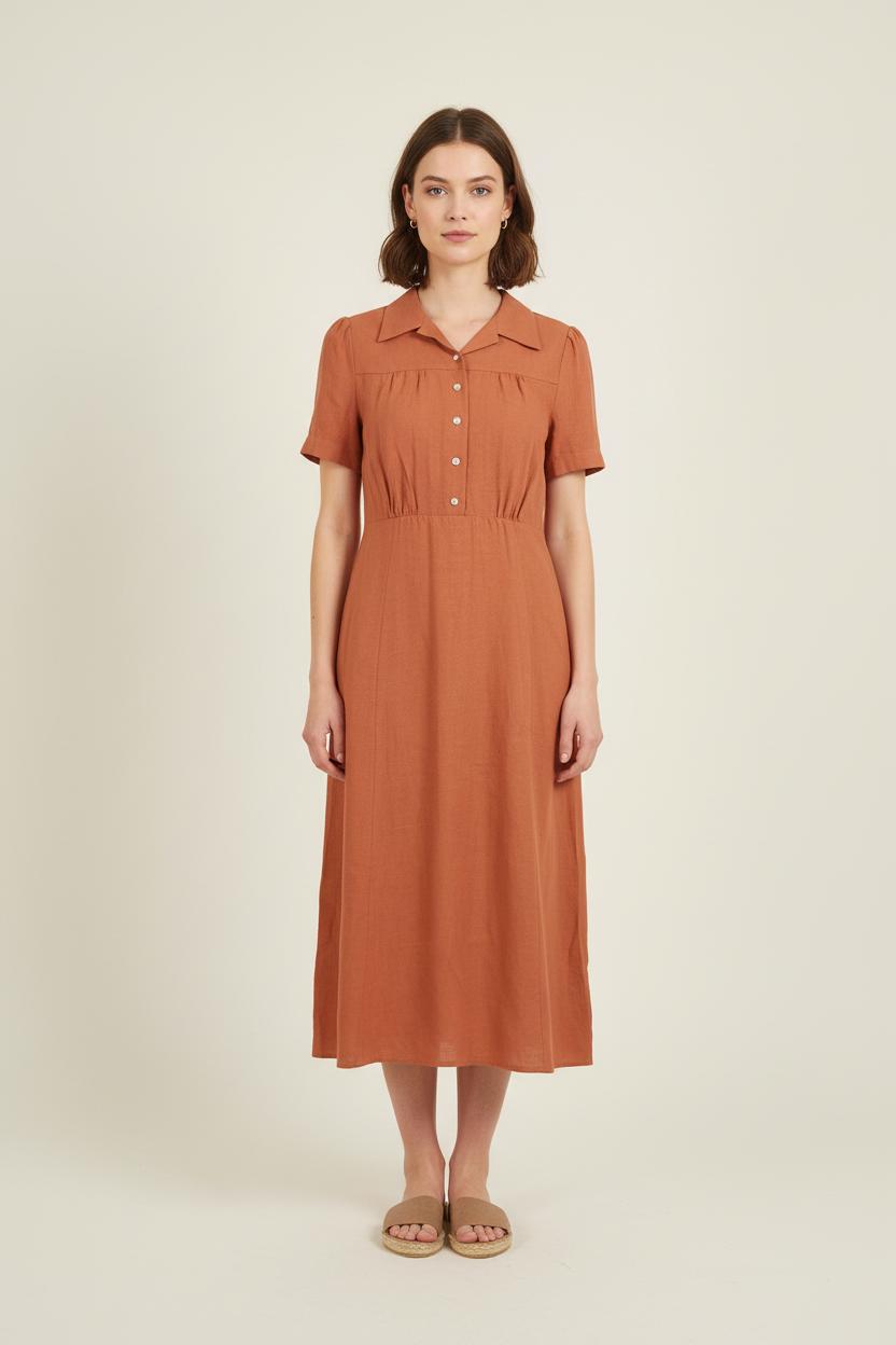Robe Midi Marron - Taille S/36 de la marque Ines de la Fressange Paris | PARAD76632 - Vendu par Paradigme - Image 1