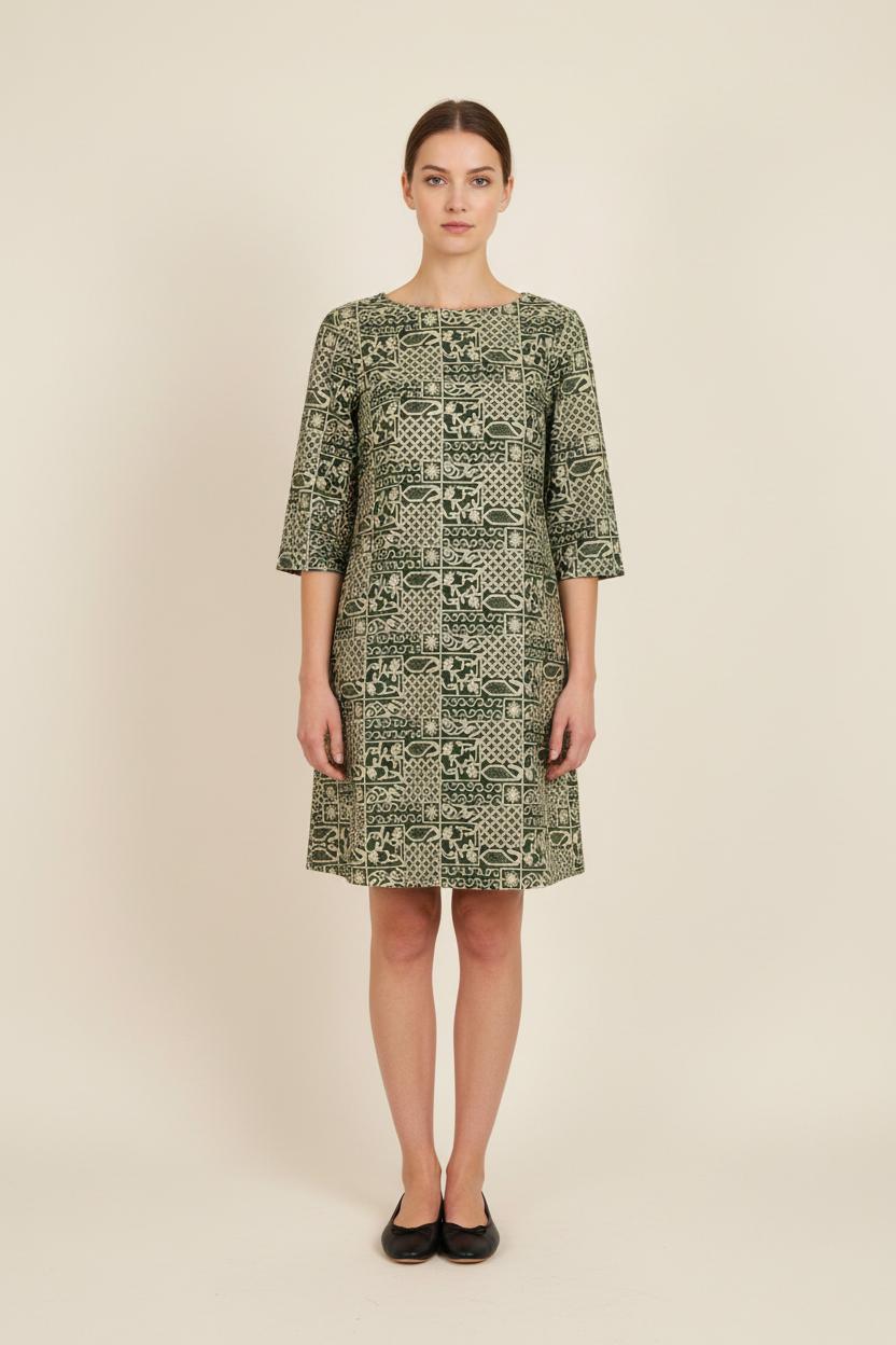 Robe Droite Verte et Blanche - Taille S/36 de la marque Ines de la Fressange Paris | PARAD76636 - Vendu par Paradigme - Image 1