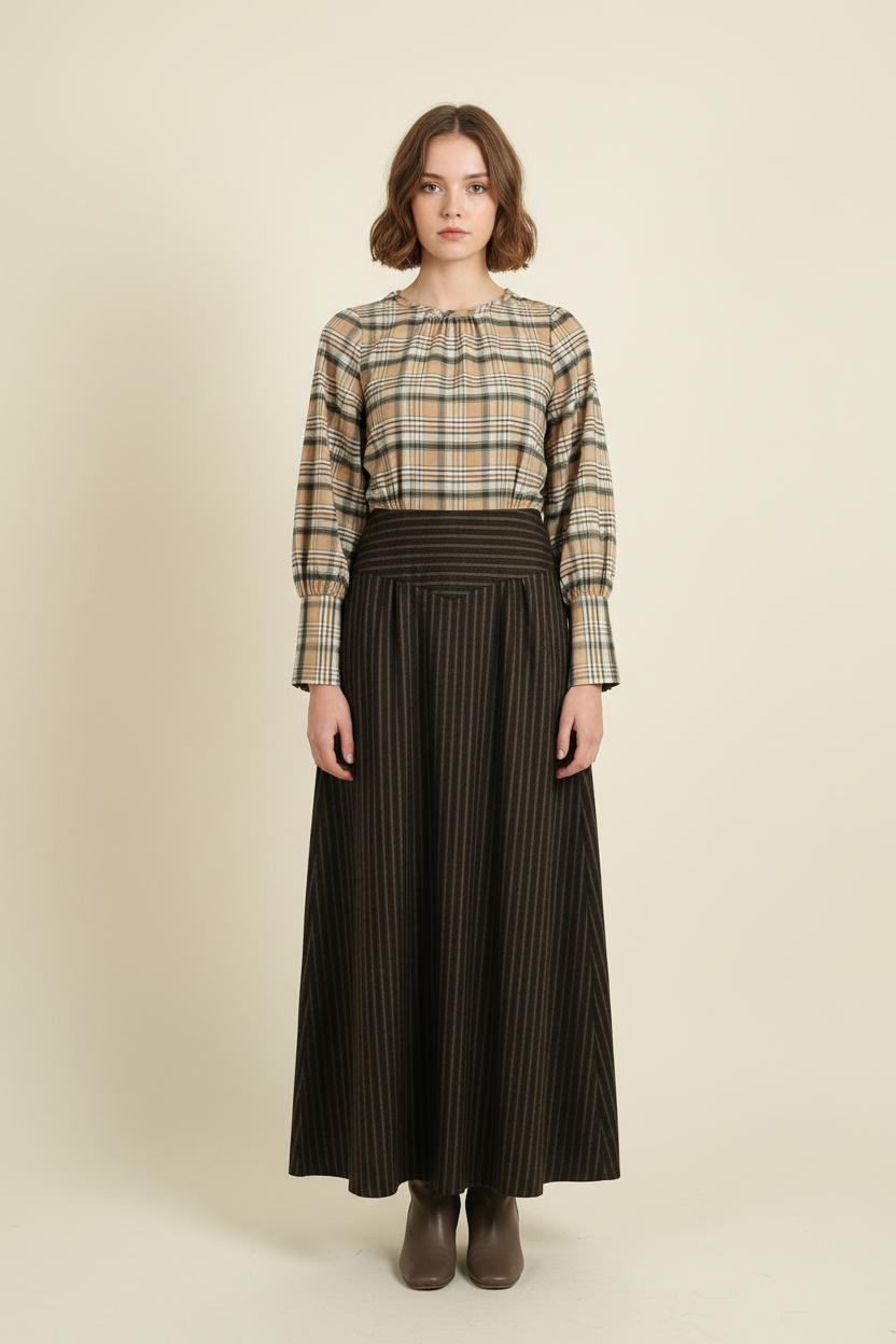 Robe Longue Marron et Beige - Taille S/36 de la marque Ines de la Fressange Paris | PARAD76642 - Vendu par Paradigme - Image 1