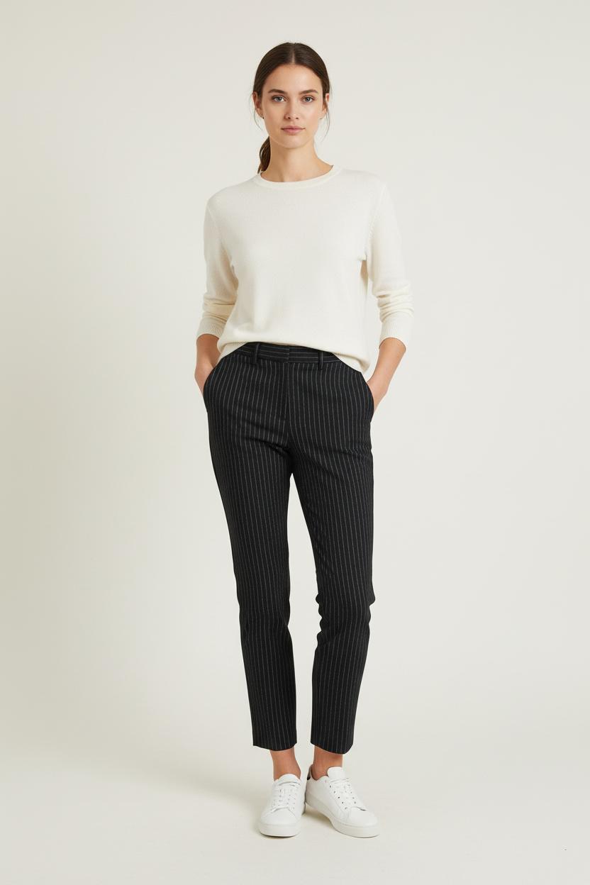 Pantalon À Rayures Noir et Blanc - Taille S/36 de la marque Ines de la Fressange Paris | PARAD76660 - Vendu par Paradigme - Image 1