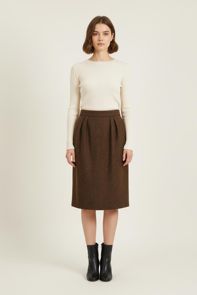 Jupe Droite Marron - Taille S/36 de la marque Ines de la Fressange Paris | PARAD76665 - Vendu par Paradigme - Image 1
