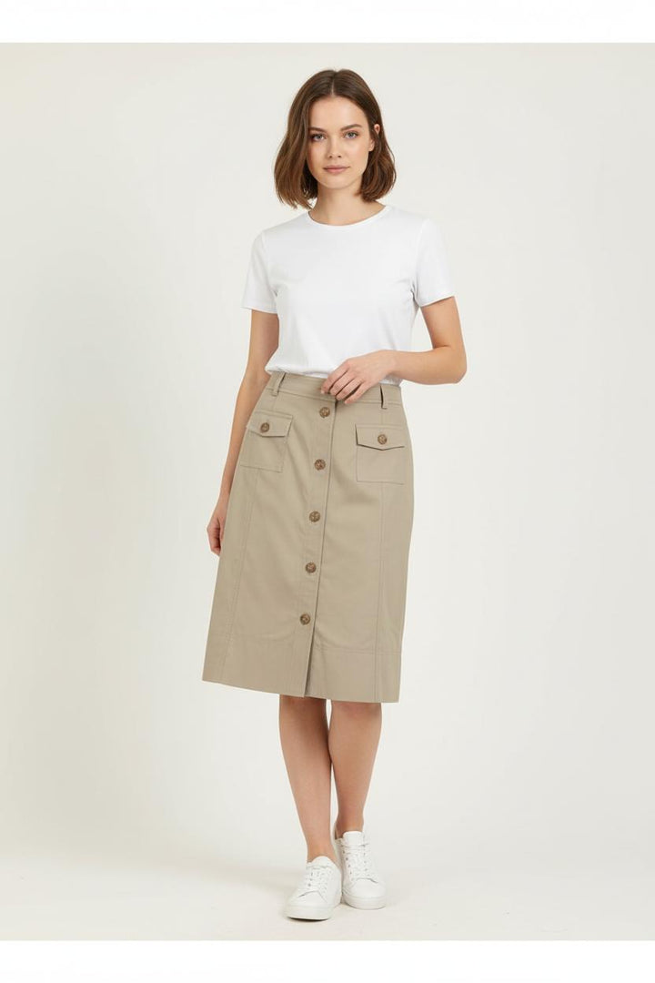 Jupe midi beige - Taille S/36 de la marque Ines de la Fressange Paris | PARAD76668 - Vendu par Paradigme - Image 1