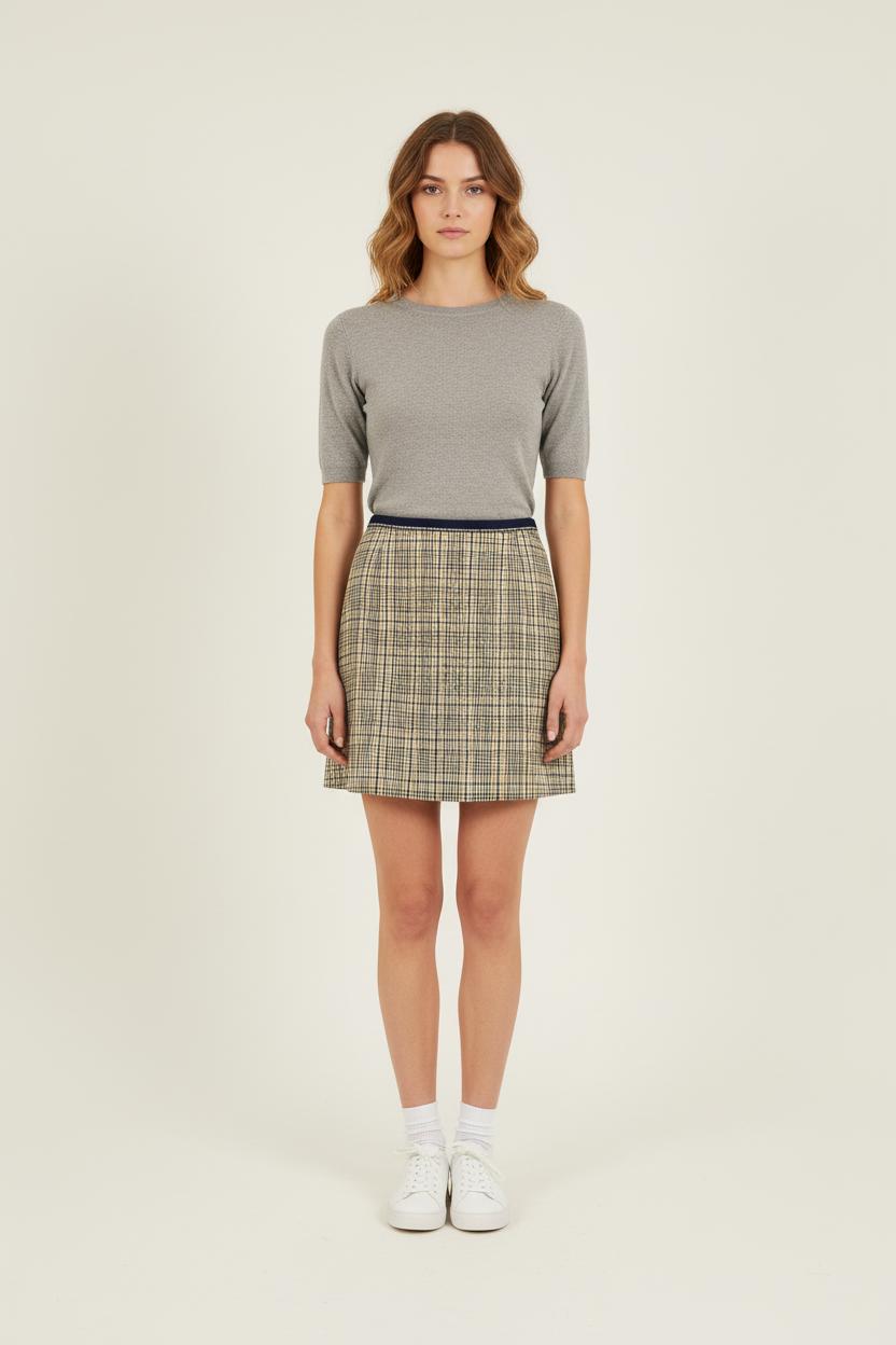 Jupe Plissée Marron et Beige - Taille S/36 de la marque Ines de la Fressange Paris | PARAD76673 - Vendu par Paradigme - Image 1
