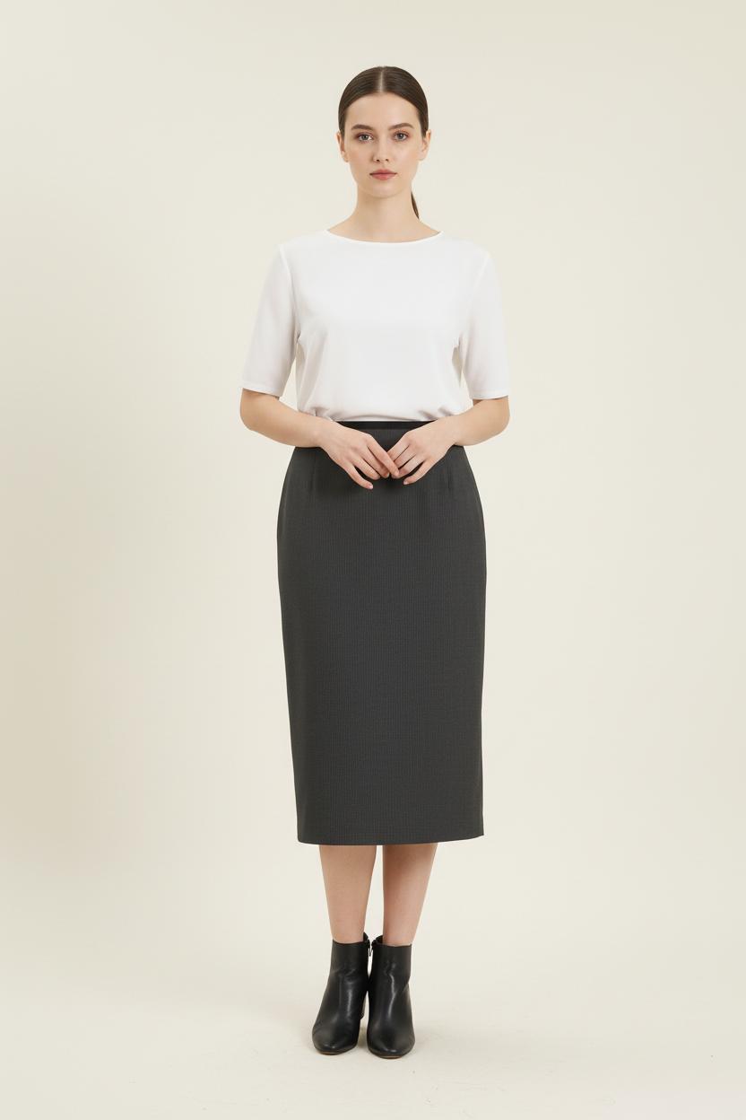 Jupe Midi Grise - Taille M/38 de la marque Ines de la Fressange Paris | PARAD76678 - Vendu par Paradigme - Image 1