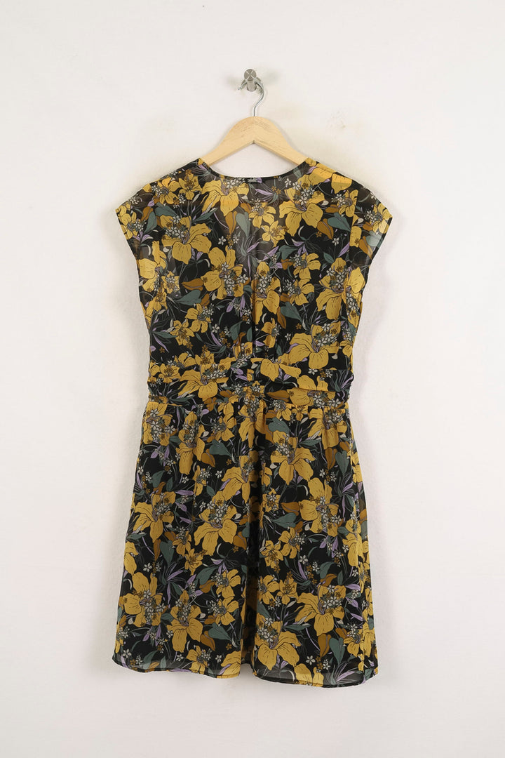 Robe Fleurie Noire et Jaune - Taille L/40 de la marque IKKS | PARAD76707 - Vendu par Paradigme - Image 4