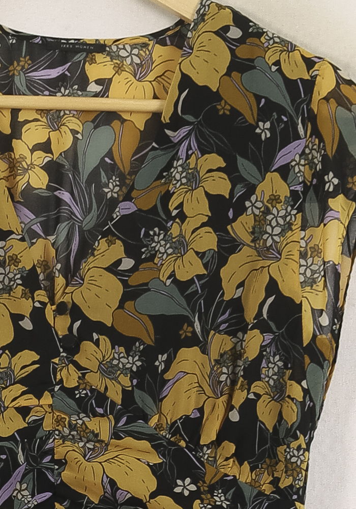 Robe Fleurie Noire et Jaune - Taille L/40 de la marque IKKS | PARAD76707 - Vendu par Paradigme - Image 3