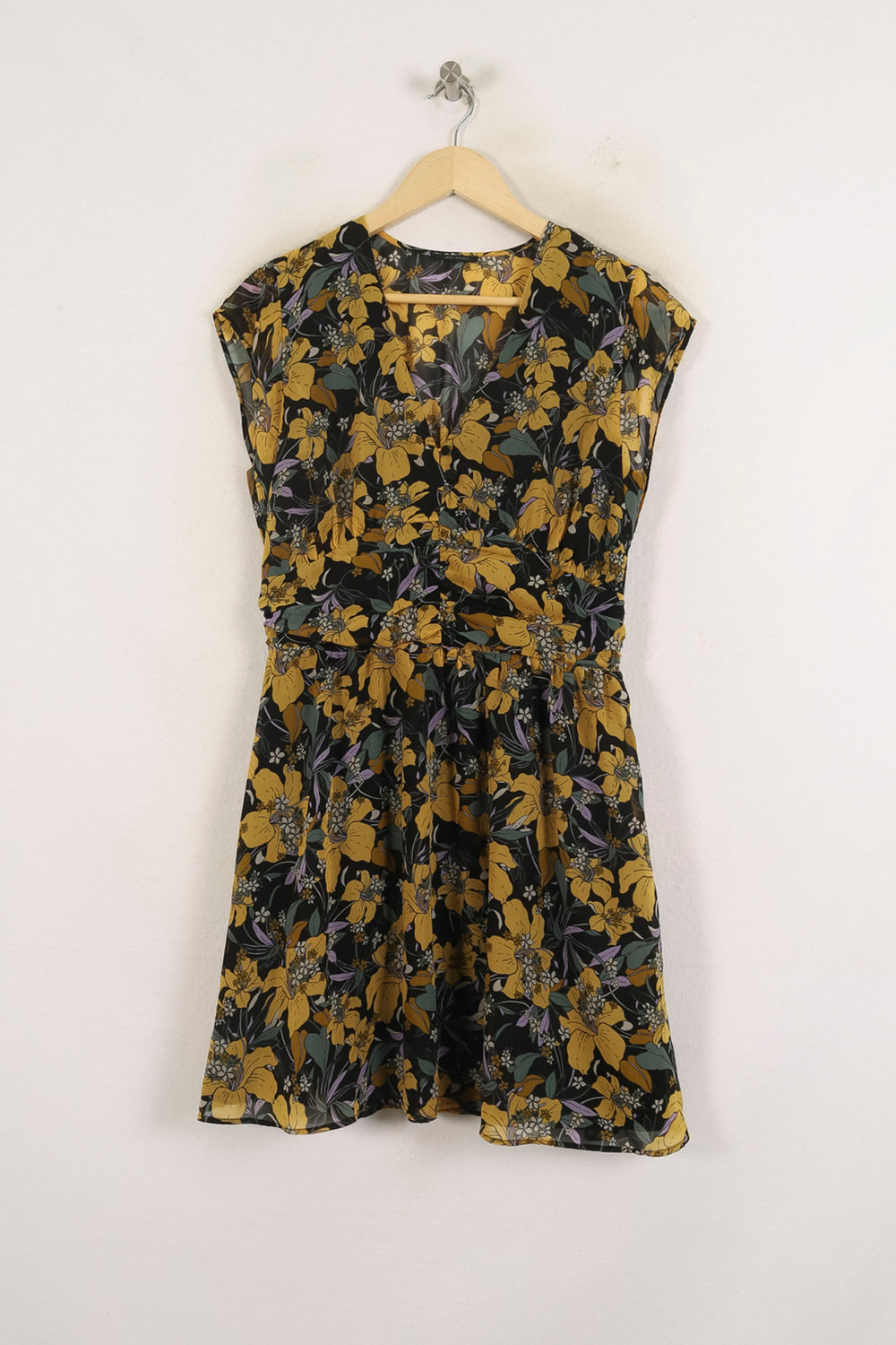 Robe Fleurie Noire et Jaune - Taille L/40 de la marque IKKS | PARAD76707 - Vendu par Paradigme - Image 2