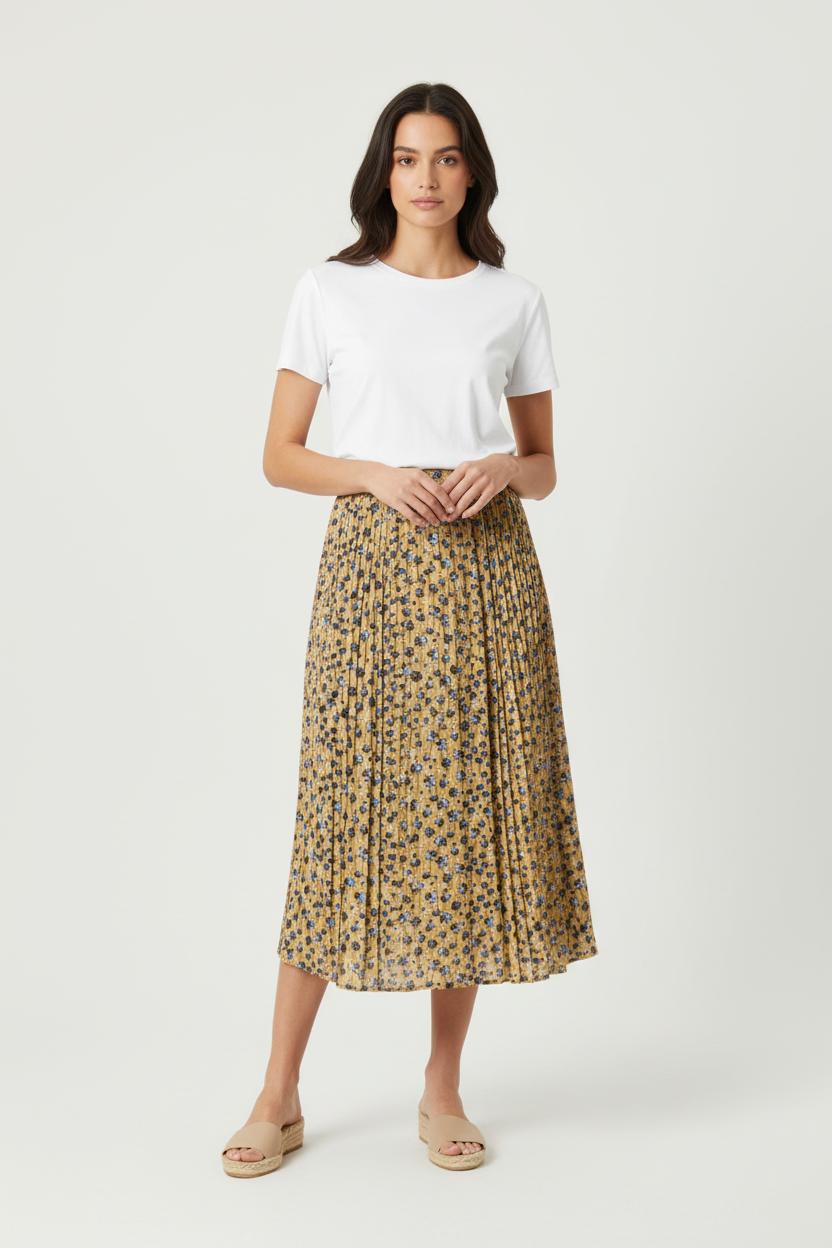 Jupe Midi Jaune et Bleue - Taille XS/34 de la marque I.Code | PARAD76764 - Vendu par Paradigme - Image 1