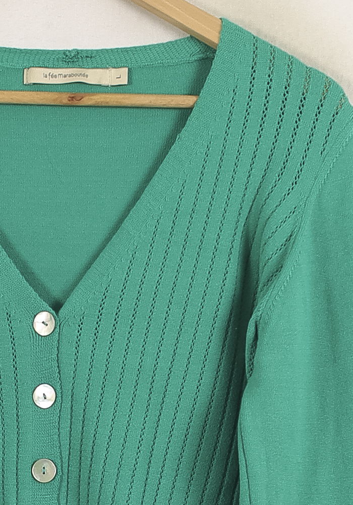 Cardigan Vert - Taille L/40 de la marque La Fée Maraboutée | PARAD76796 - Vendu par Paradigme - Image 3