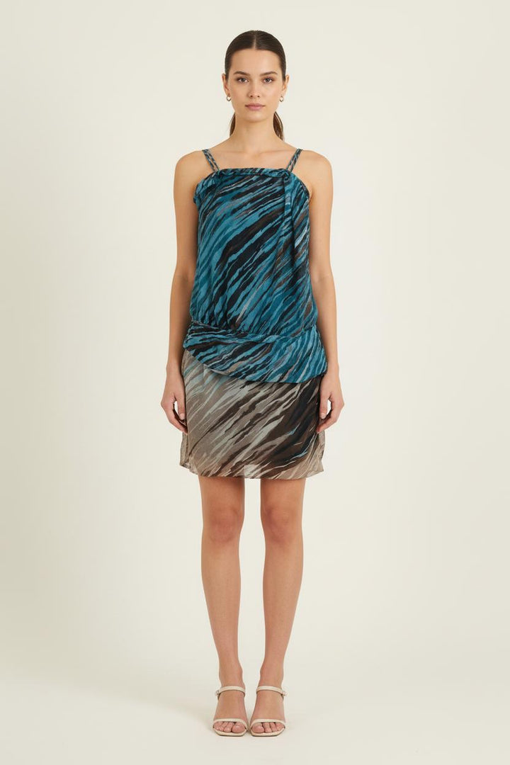 Robe Courte Bleue et Marron - Taille L/40 de la marque Liu Jo | PARAD76827 - Vendu par Paradigme - Image 1