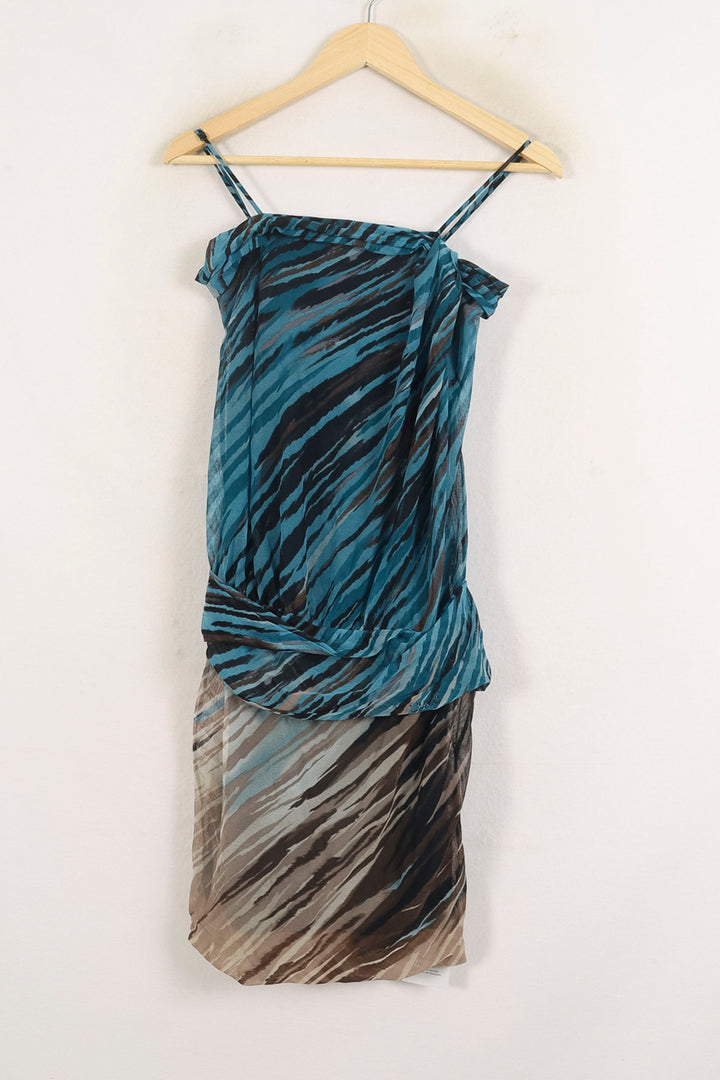 Robe Courte Bleue et Marron - Taille L/40 de la marque Liu Jo | PARAD76827 - Vendu par Paradigme - Image 2