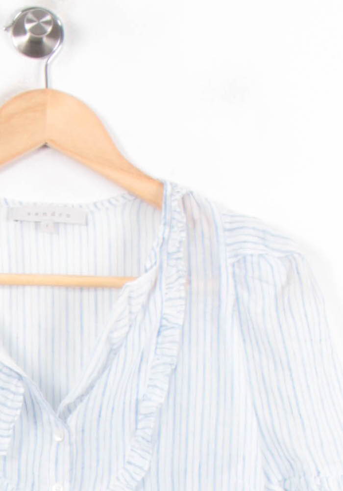 Blouse Blanche et Bleue - Taille S/36 de la marque Sandro | PARAD76830 - Vendu par Paradigme - Image 3
