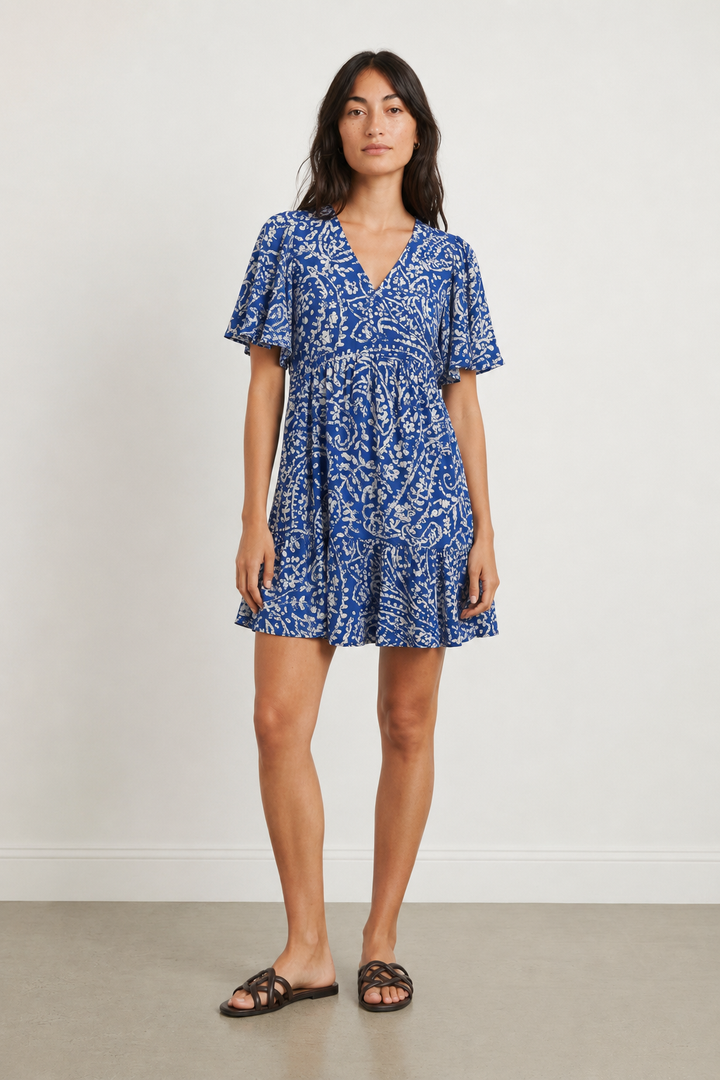 Robe Midi Bleue et Blanche - Taille S/36