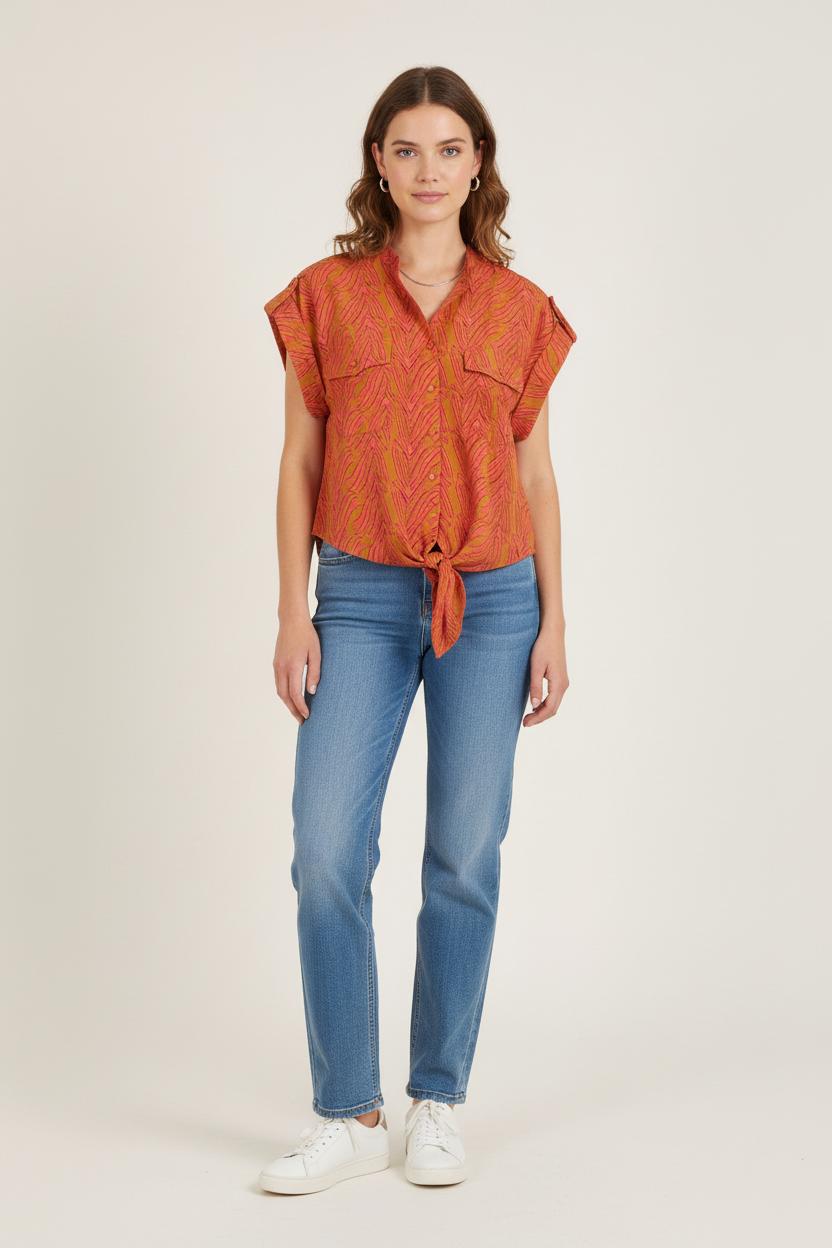 Chemise Orange et Rose - Taille S/36 de la marque FRNCH | PARAD76854 - Vendu par Paradigme - Image 1
