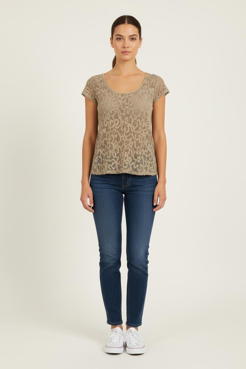 T-shirt Dentelle Doré - Taille XS/34 de la marque IKKS | PARAD76856 - Vendu par Paradigme - Image 1