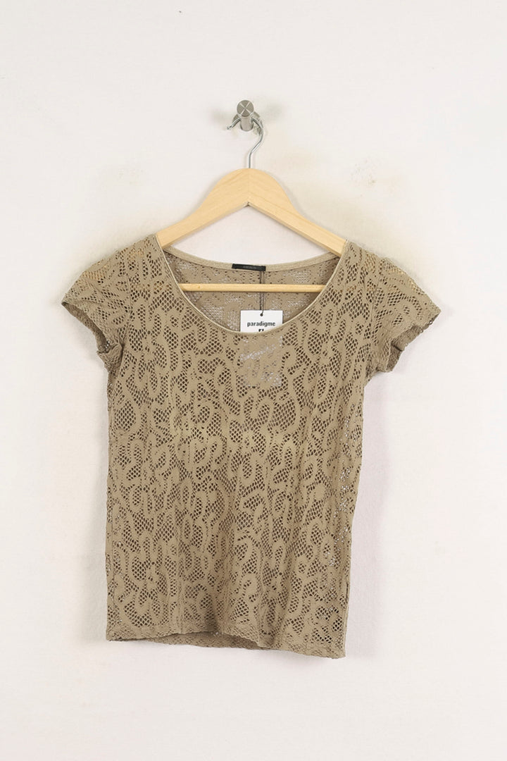 T-shirt Dentelle Doré - Taille XS/34 de la marque IKKS | PARAD76856 - Vendu par Paradigme - Image 2